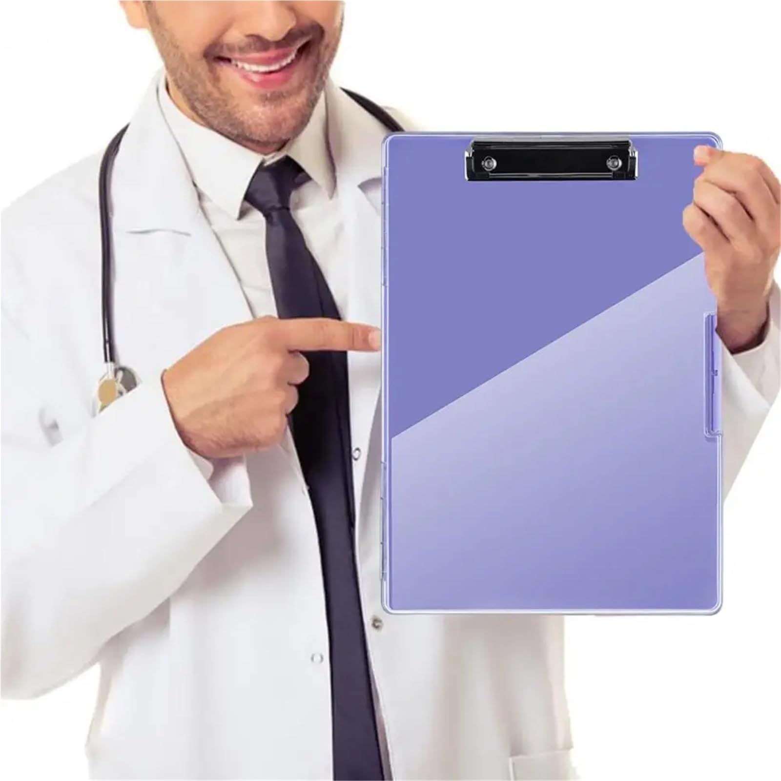 Lavagne per appunti in acrilico, 2 pezzi di fermagli for apertura laterale a doppio strato for ufficio, con custodia for penna, cartella for infermieri, forniture for ufficio for azienda(Black)