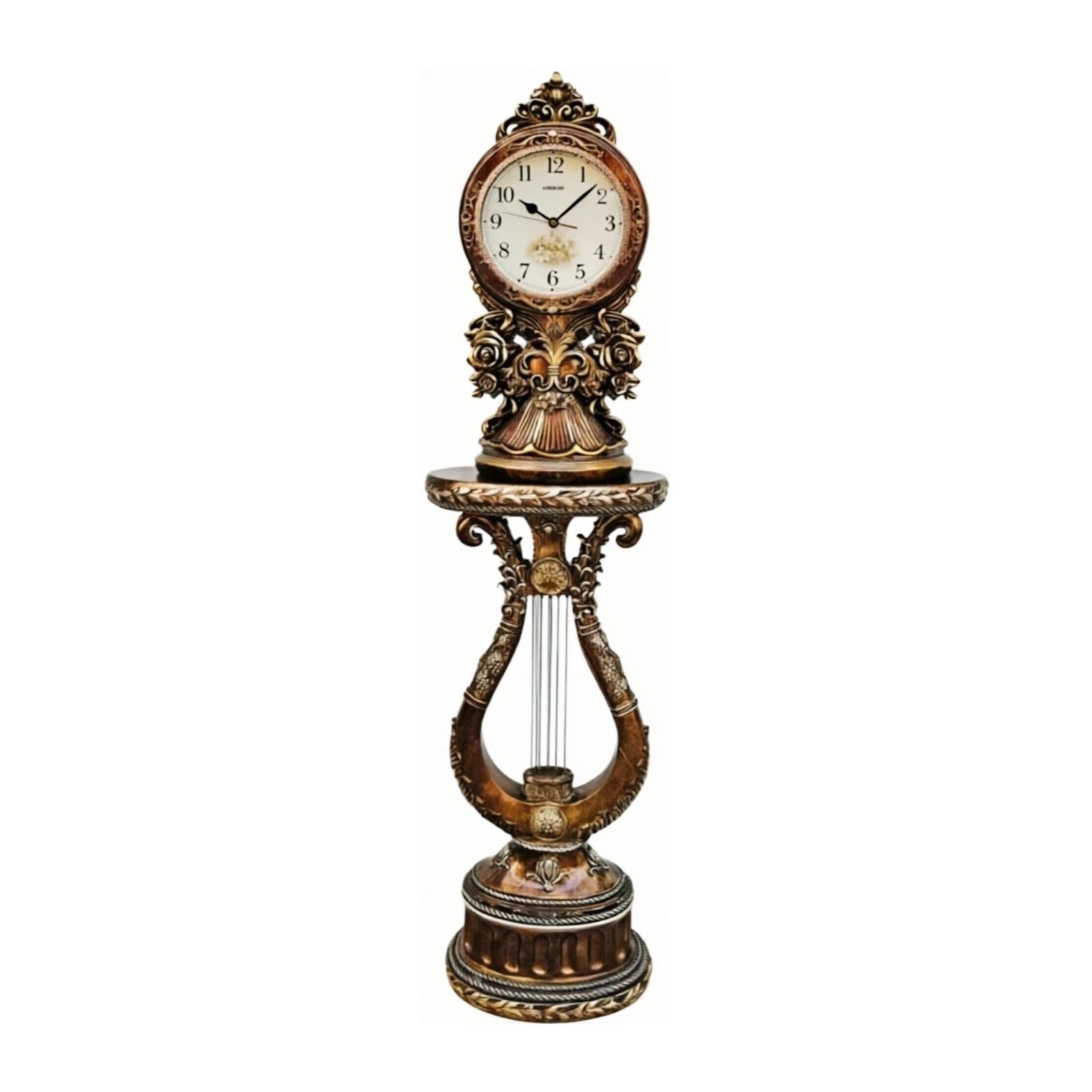 HLHLOP777 Grandfather Alarm Floor Standing Clock Quartz Silent Movement Mansion Design Accent for Home Floor Clock(Bruin)