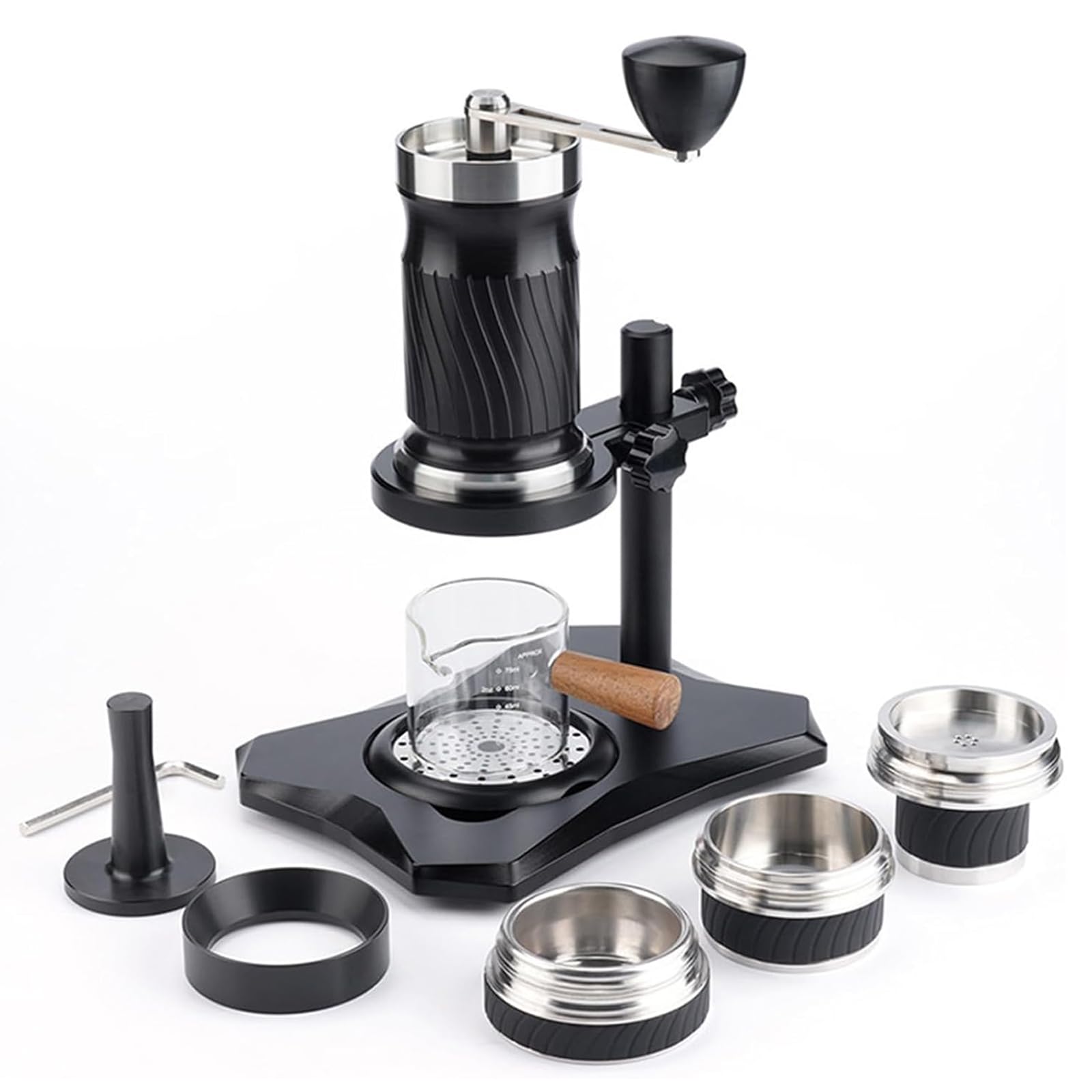 Cafetera Espresso Manual Portátil, Presión De 9-12 Bares, Depósito De Agua De 100 Ml, con Bolsa De Almacenamiento, Funcionamiento con Manivela Durante 30 Segundos, Acampar