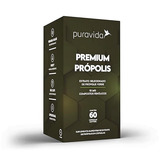 Puravida Vitaminas Extrato Própolis Verde 60 Cápsulas