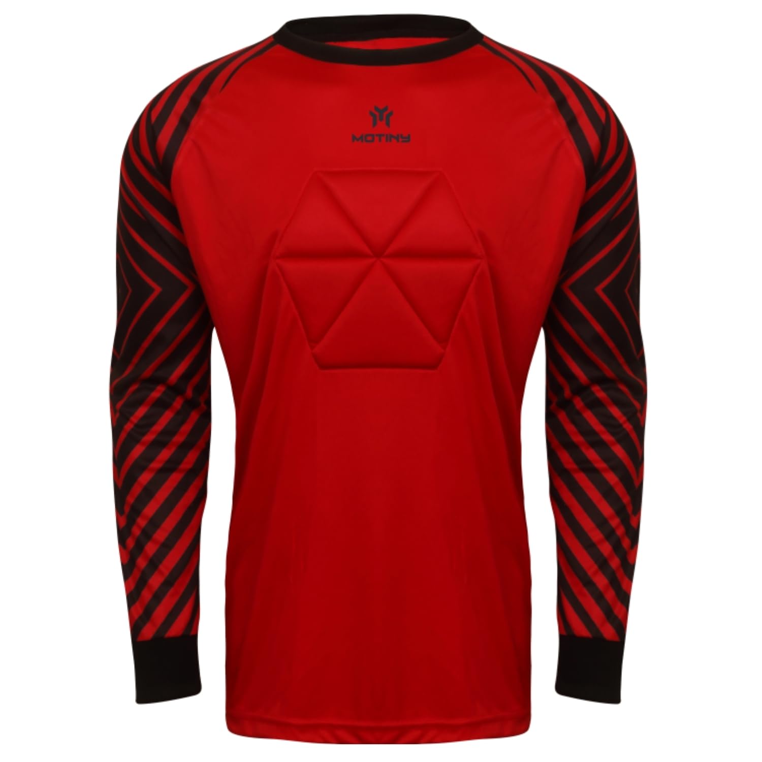 Camiseta de portero acolchada en el pecho para adultos/niños, codo de fútbol acolchado, para jóvenes/adultos, manga larga, Rojo, 4XS