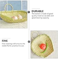 Vista 6 de Cabilock Cesta de drenaje de bambú, cesta tejida de bambú, cesta de tejido de mimbre, colador de almacenamiento de alimentos, organizador