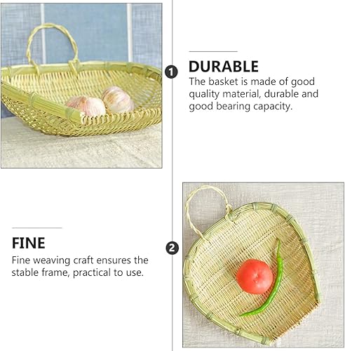 Miniatura 6 de Cabilock Cesta de drenaje de bambú, cesta tejida de bambú, cesta de tejido de mimbre, colador de almacenamiento de alimentos, organizador de