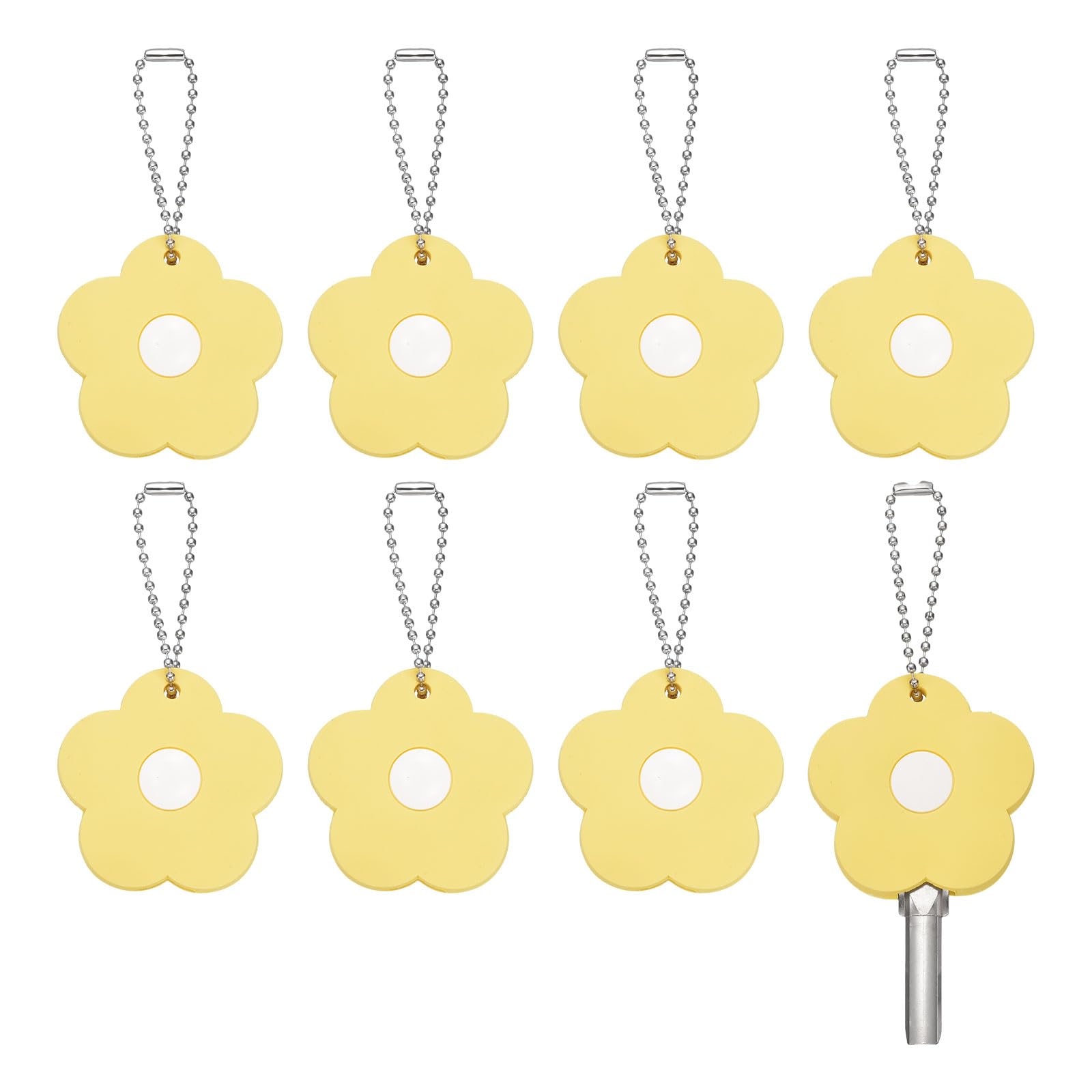 PATIKIL 8Pcs Key Covers Caps, PVC Flower Key Identifiers Markers Tags Covers Case Shell Head Protector Caps Toppers for 1.26" Flat for Office House Apartment Accessories, Yellow
