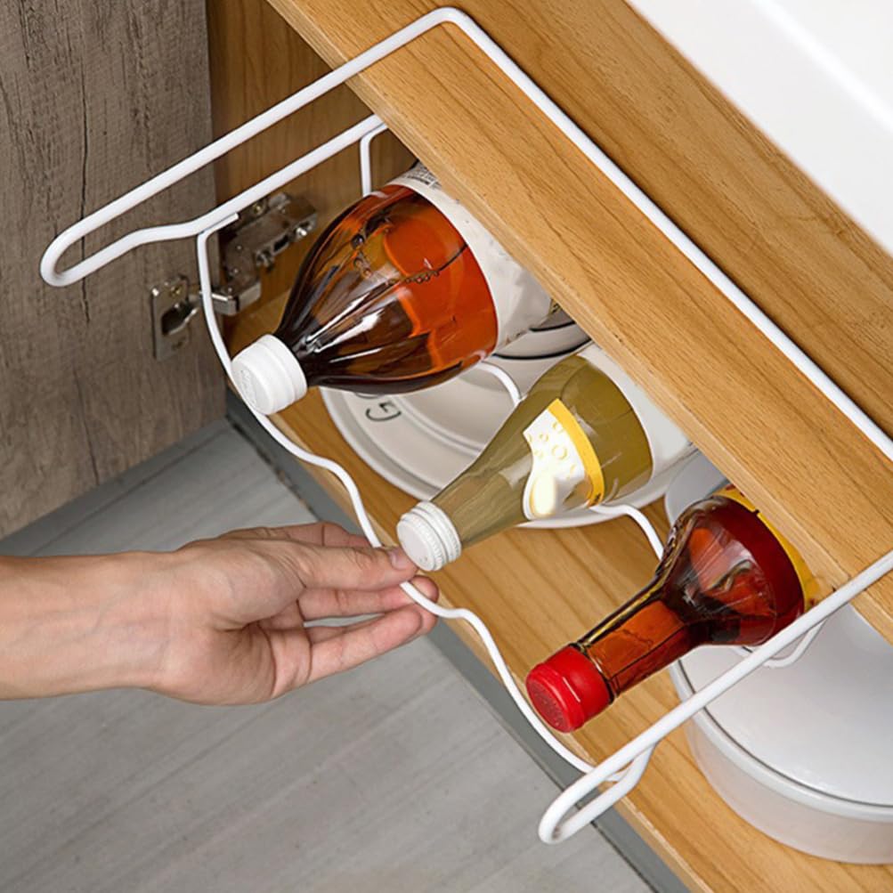Amosfun Estante Portabotellas para Refrigerador de Hierro Blanco Organizador de Cerveza y Vino, Ahorro de Espacio y Máxima Capacidad en Cocina o Bodega