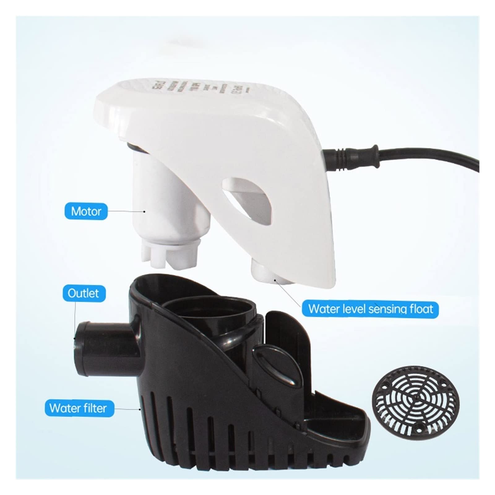 Mini Bomba pequeña Bomba de sentina automática for Barcos de 12V y 750GPH, Sumergible con Interruptor de Flotador, Bomba de Agua eléctrica, Bomba de Escape de Agua pequeña