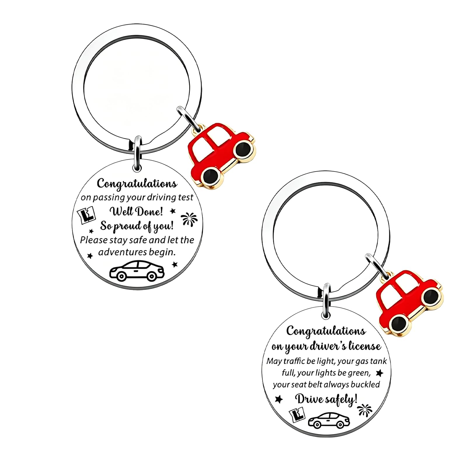 Briarleysky Unisex Silver 2Pcs Passed Driving Test Gifts,Congratulations On Passing Your Driving Test