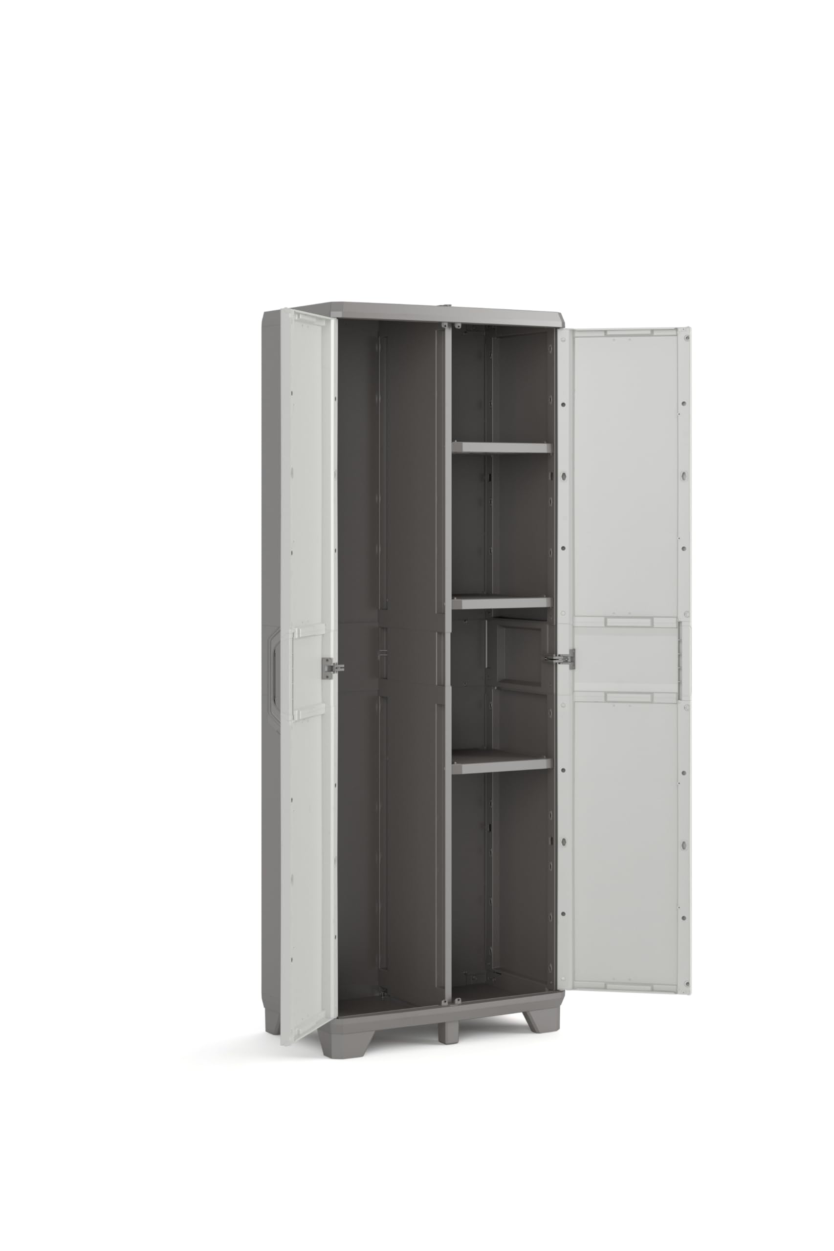 Keter Groove Tall Indoor Outdoor Garage Utility Multi purpose Cabinet – Beige/Sand