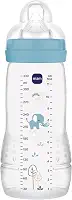 MAM Baby 1 Mamadeira Easy Active 330ml Com Formato Ergonômico e Fácil de Segurar para Crianças 4+ Meses com Bico de Silicone Skinsoft, Azul