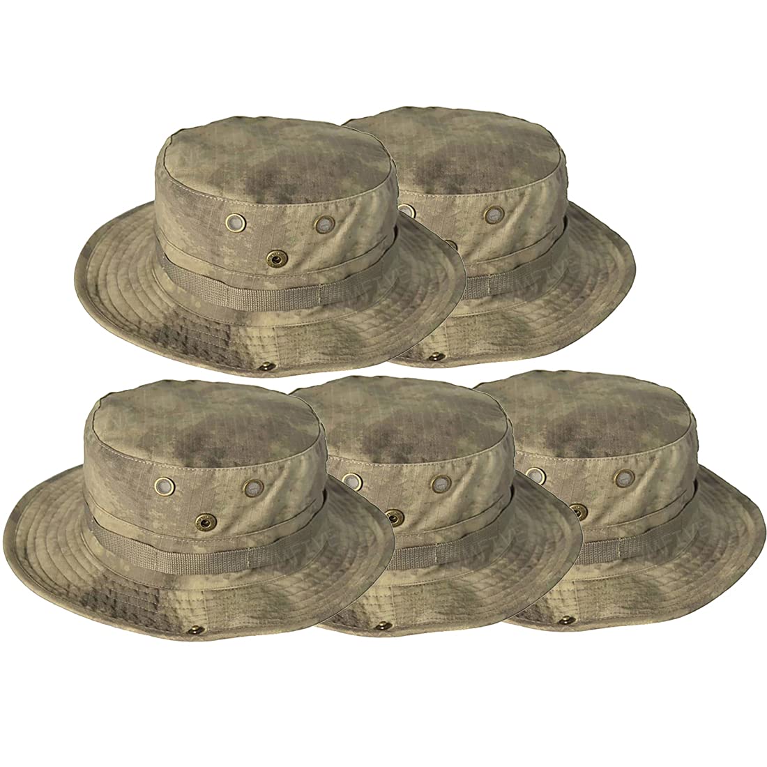 QMFIVETactical Boonie Hat, Unisex Camouflage Rounded Hat Fisherman Sun Protection Cap for Outdoor Airsoft Paintball Climb Camping