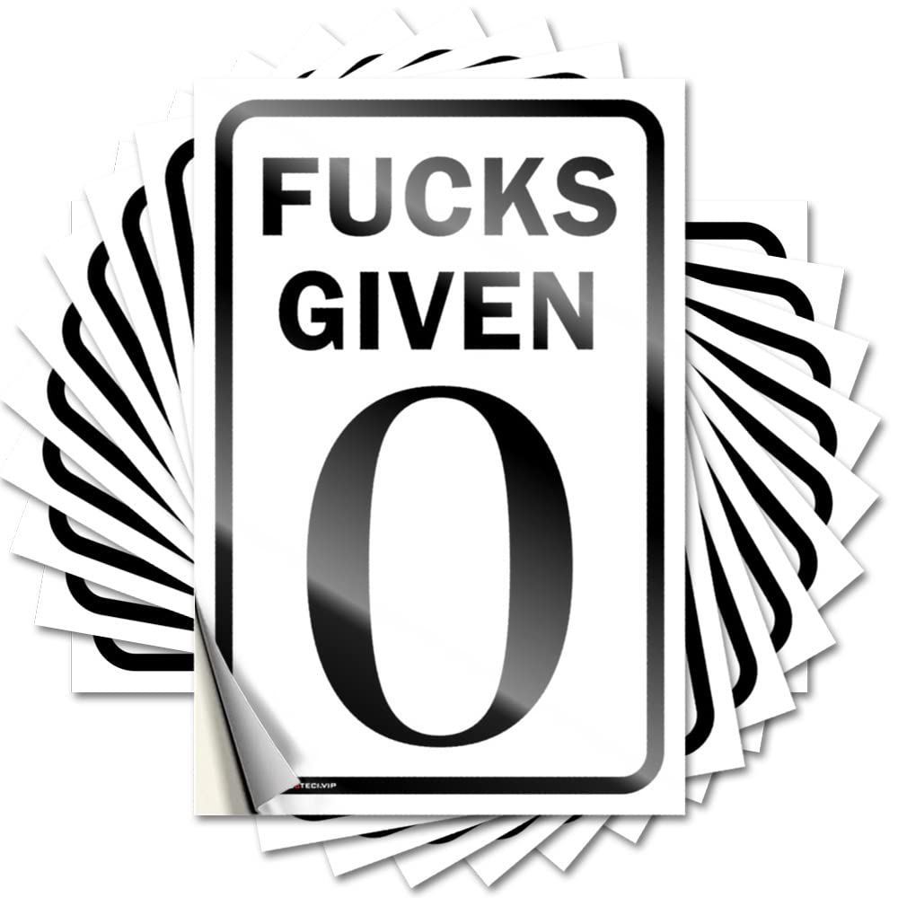 Decals for Cars Fucks Given 0 Funny Sticker 10 Pcs Car Decal Stickers Car Stickers Funny(8X12CM)