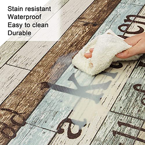 Farmhouse Kitchen Mats Sets 2 Piece Cushioned Anti-Fatigue Comfort Mat For Home & Office Ergonomically Engineered Memory Foam Kitchen Rug Waterproof Non-Skid, 30" By 17" + 47" By 17",Happiness #TOP4