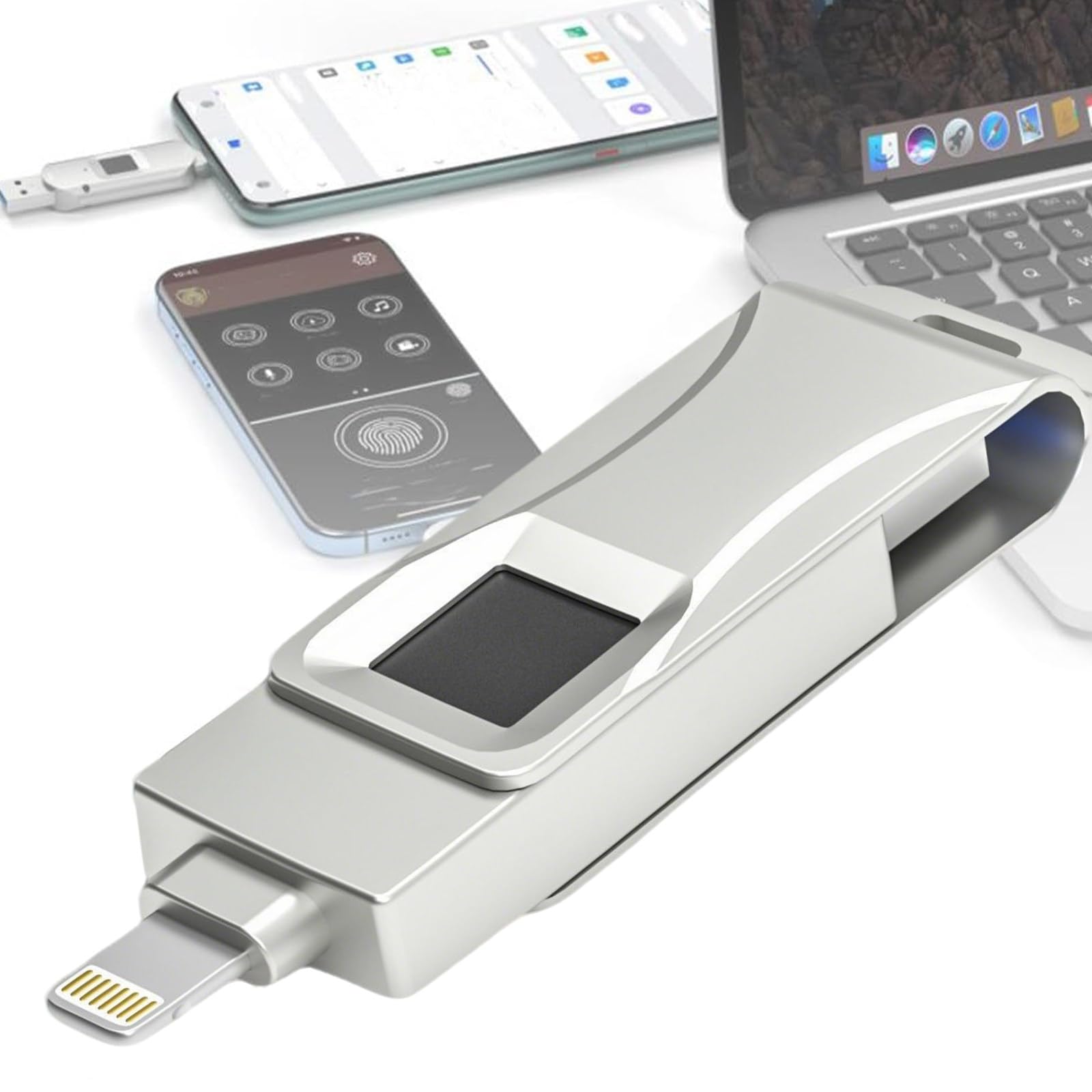 Chiavetta USB con Protezione Tramite Password e crittografia delle Impronte digitali, Fino a 29 MB/s in lettura/16 MB/s in Scrittura, 64 Impronte digitali 256GB