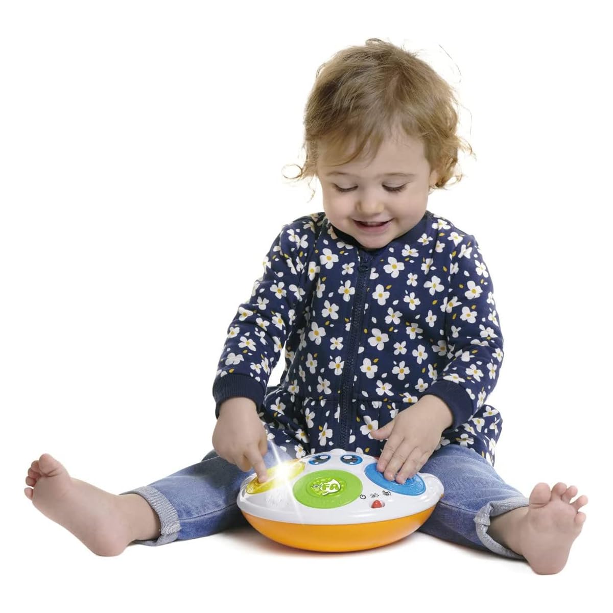 Chicco Donatello il Tamburello, Strumenti Musicali per Bambini, Gioco Musicale Educativo Elettronico, Tamburo Giocattolo, 2 modalità di gioco, 30+ Canzoni, 5 Tasti e Luci, Giochi Bimbi 6 mesi- 3 anni