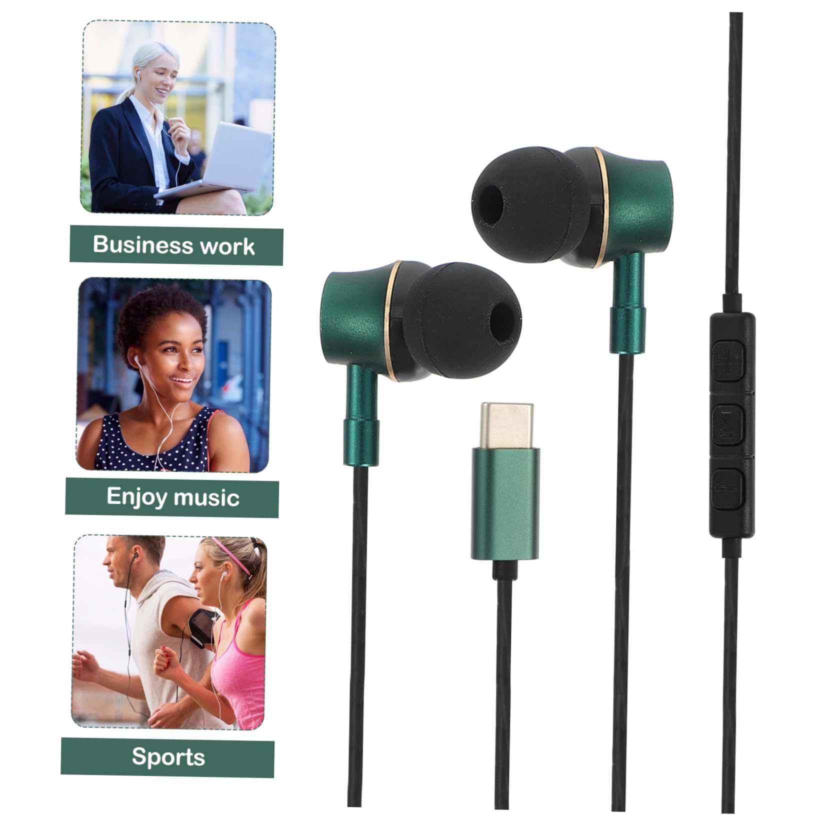 Gatuida 2pezzi Cuffie In-ear Usb-c Con Controllo Volume e Microfono Design Ergonomico e Materiale Skin-friendly Ottima Isolamento Sonoro Per Uso Quotidiano e Intrattenimento Compatibili