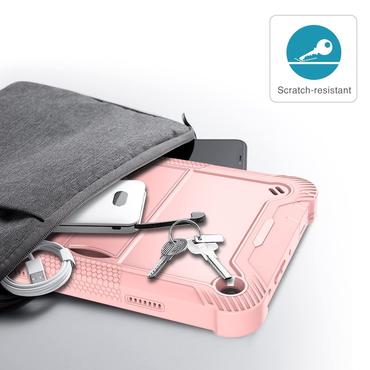 Kompatybilny z Kindle Fire HD 8 2022/Fire HD8 Plus 2022 wydanie .0 cala osłona ochronna wytrzymała trwała podstawa odporna na wstrząsy etui tablet(Rose Gold)