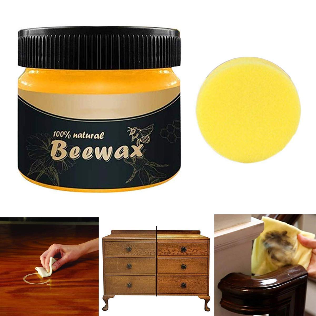 Prishva® Premium Wood Seasoning Beewax, Traditional Beeswax Polish for Wood and Furniture, Natural beeswax Wood Cleaner and Polishing With Included Sponge for Furniture, Floor, Tables, Cabinets (B0C8DFLNSV) Amazon Price History, Amazon Price Tracker