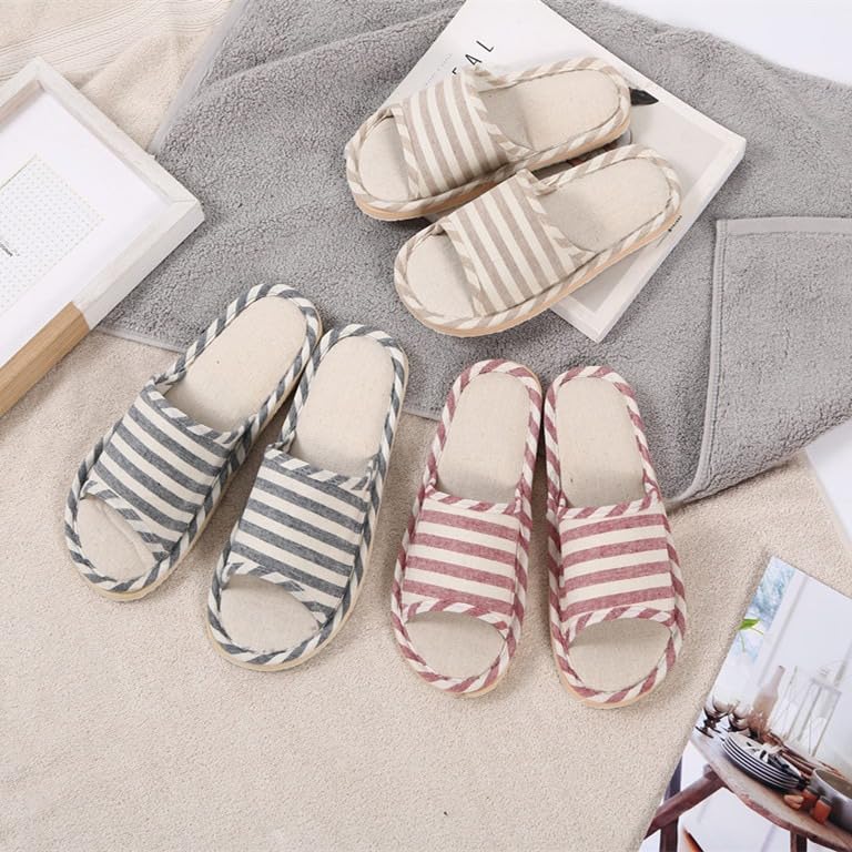 Open Toe House Slippers Soft Cotton Indoor Shoes4