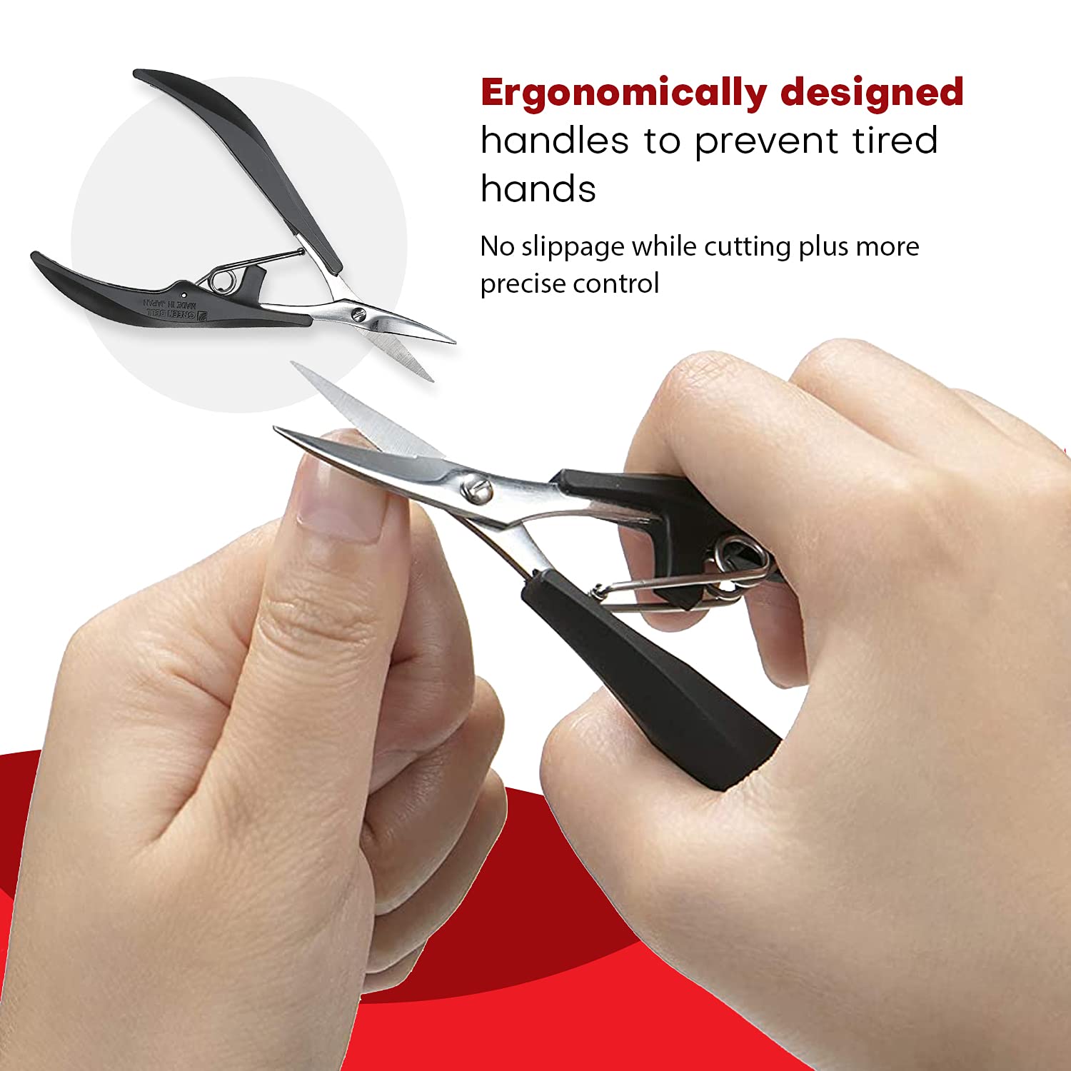 Seki EDGE SS-205 | Made in Japan | Tijeras de uñas de acero inoxidable | afiladas a mano | mangos ergonómicos | para uñas y cutículas | también para uñas finas, blandas y acrílicas