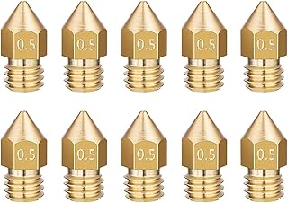 10 Pcs Extruder Nozzles Set 3D Printer Brass Nozzles Sturdy Extruder Nozzles Bulk for Makerbot Creality CR-10S S4 S5 Ender 3 3Pro (0.5mm)