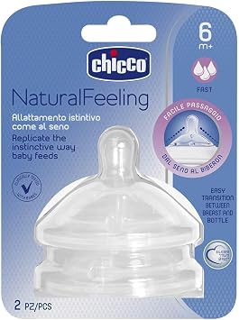 Chicco NaturalFeeling Fast Flow Baby Bottle Pacifier (6 Ay+, 2-pack)