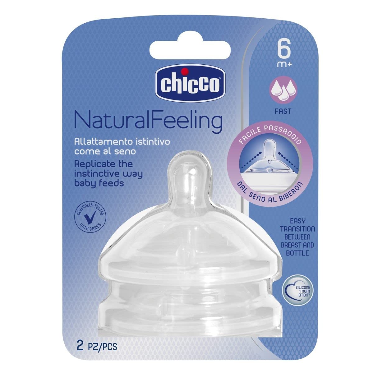 Chicco Teat Natural Feeling with Anti-Colic Effect, Nipple For Wide Neck Feeding Bottles, Food Flow, For Babies & Toddlers 6m+ (Pack of 2)-image-47