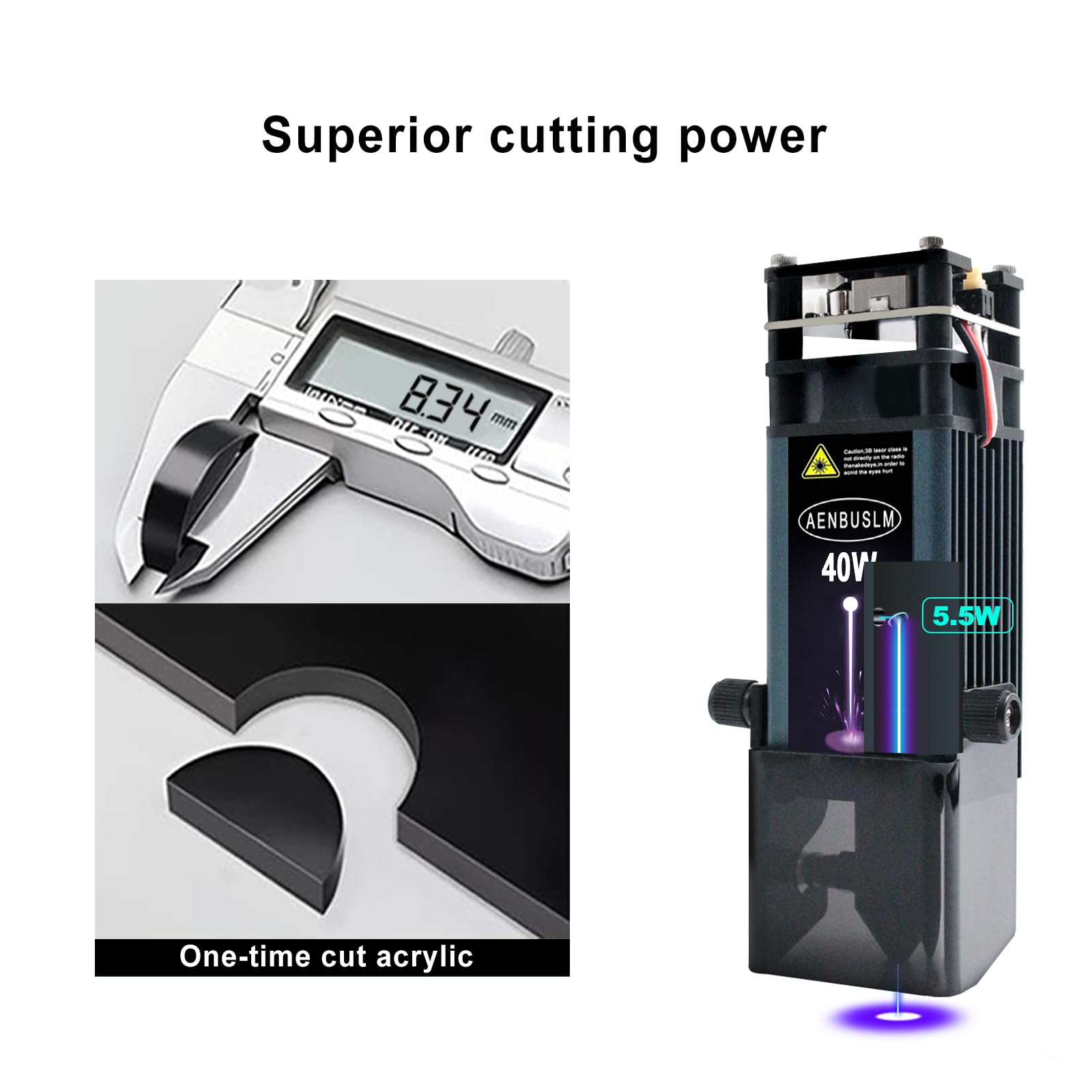 Modulo laser da 40 W con Assit ad aria per taglierina laser e incisore laser, potenza di uscita 5,5 W (5500 mW), FAC integrato, punto compresso ultra fine, CNC intaglio laser master - classe