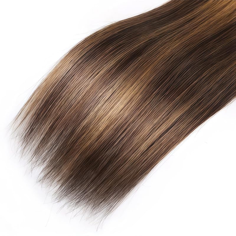 Blonde Highlight Straight Bundles Human Hair 16 18 20 Inch Virgin Remy Honey Blonde Bundles Human Hair Brazilian Highlight Brown Bundles Hair Extensions P4/27 Color