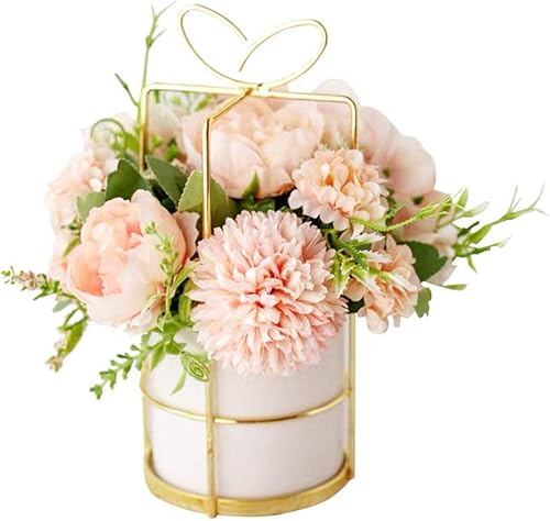 KIRIFLY - Flores artificiales, ramo de hortensias de seda de peonía, falsa decoración de flores de plástico, arreglos de flores realistas,