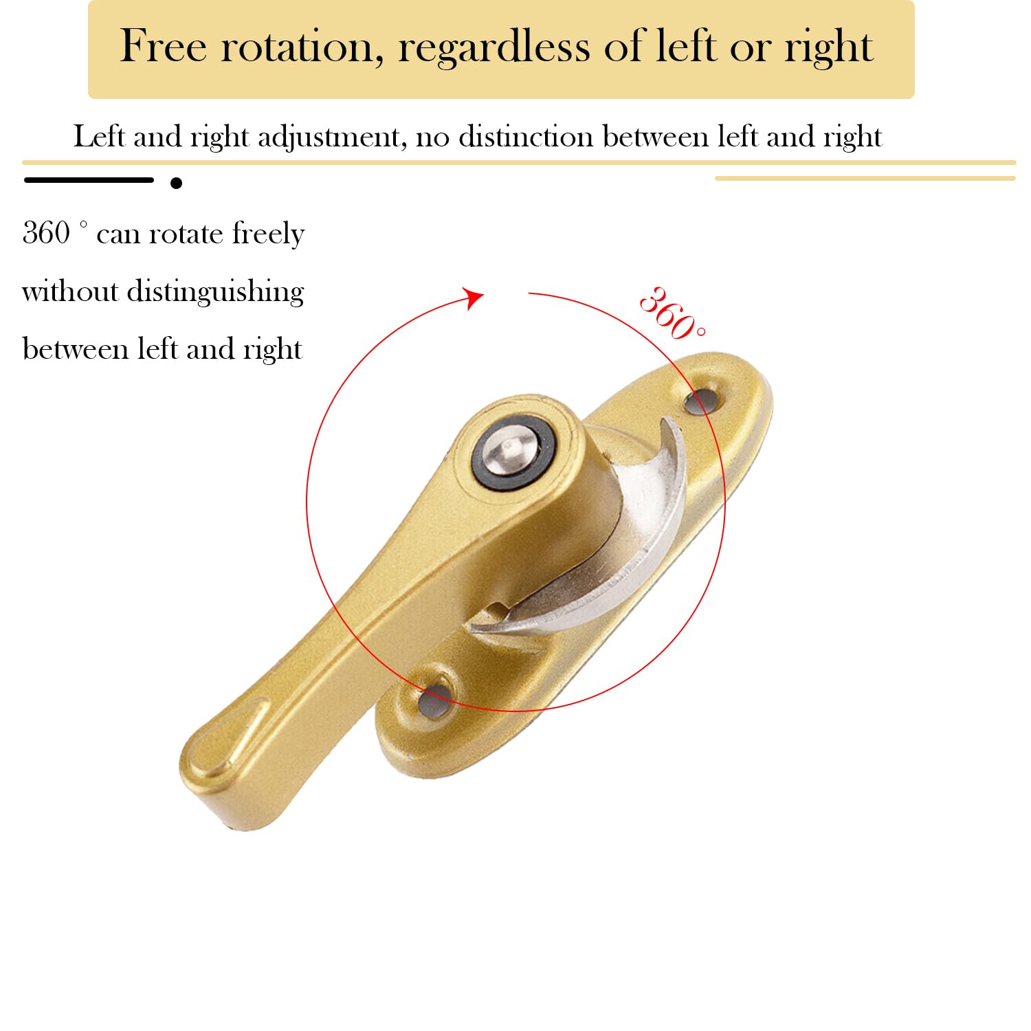 Window Lock for Windows & Doors - Zinc Alloy Adjustable Sash Latch 360° Rotatable Security Restrictor Fits PVC/Aluminum Frames - Image 4