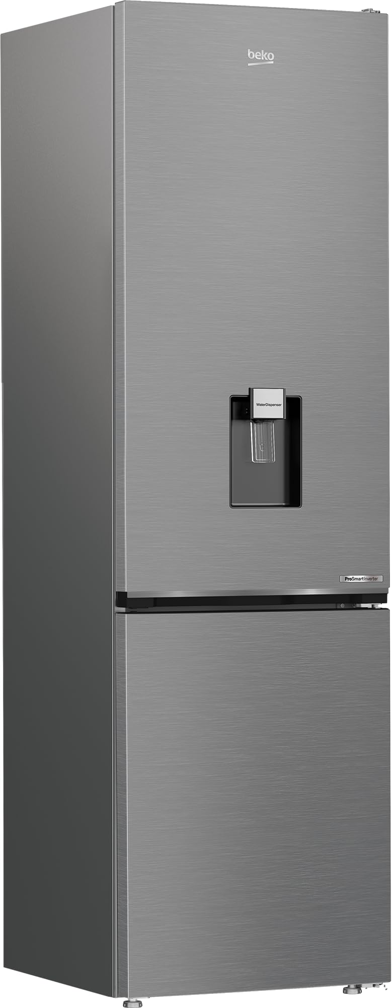 Beko B5RCNA406DHXB1 Kühl-/Gefrierkombination freistehend, 355 l Gesamtrauminhalt, 203,5 cm Höhe, No Frost & AeroFlow, Wasserspender mit Tank, ProSmart Inverter Kompressor, leise 35 dB, Edelstahl-Look
