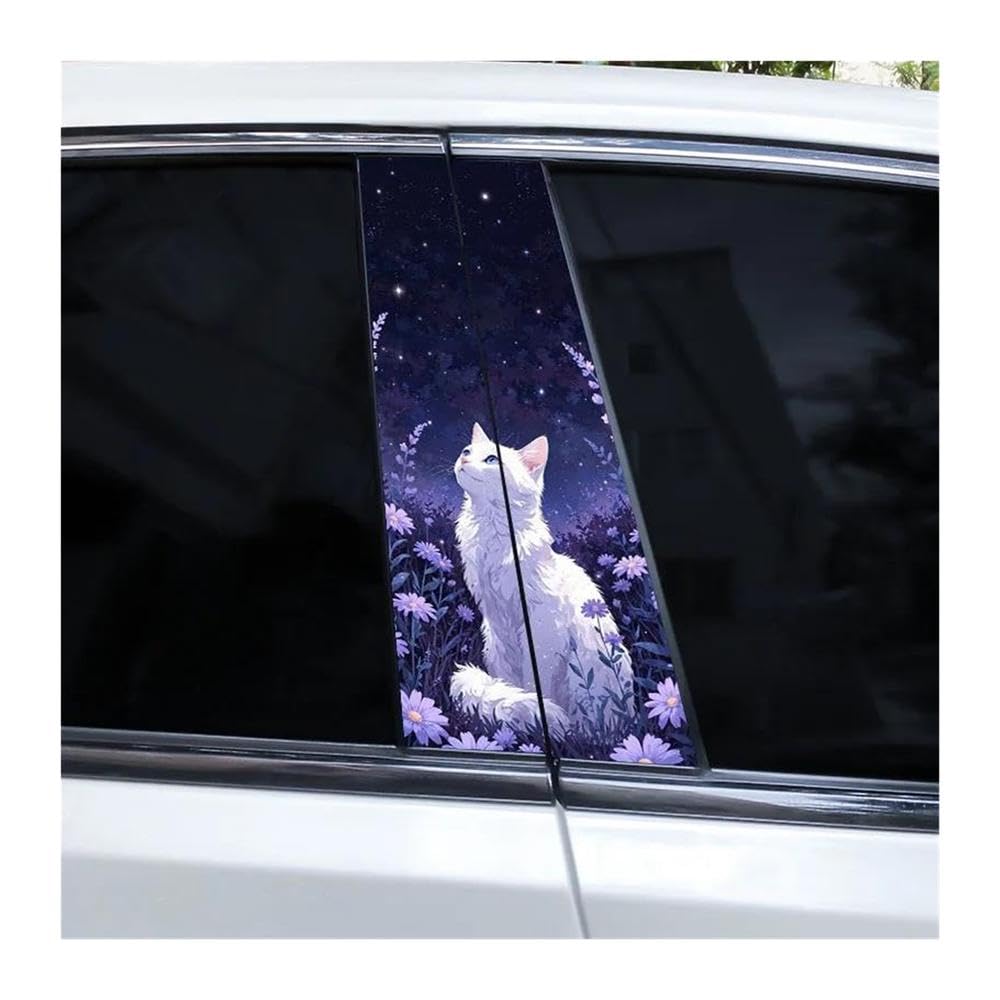 Body Parts 1Pair Car Door Pillar Decals Cute Cat Stickers Car Center Pillar Decals DIY(Type A)