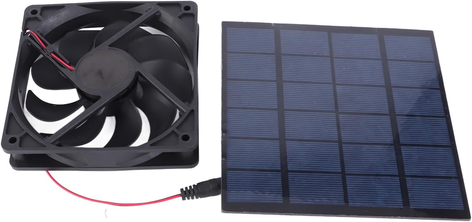 5W Solar Panel Fan, Solar Powered Fan Kit Ventilation with Energy for Pet House Chicken Coop Greenhouse RV Camping