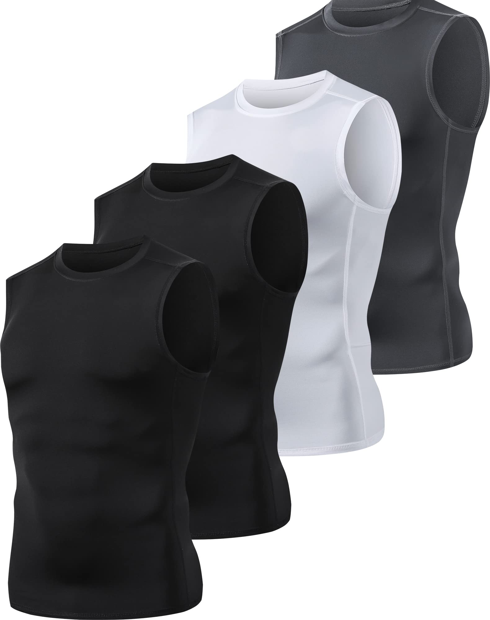 HOPLYNN 1/4er Pack Kompressionsshirt Herren Tank Tops Sport Ärmelloses Funktionsunterhemd Laufshirt für Training Gym