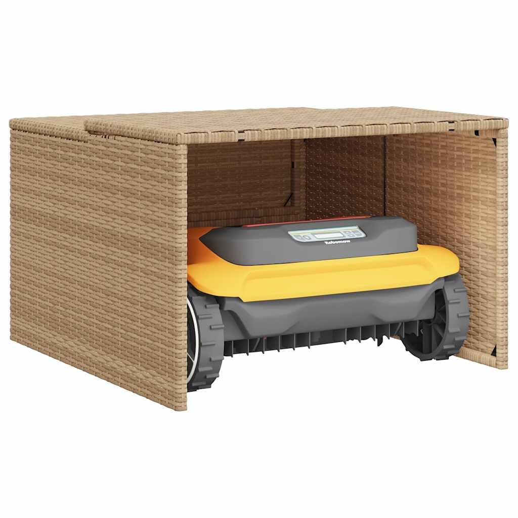 Générique Garage pour Robot Tondeuse Beige 86x90x52/57 cm résine tressée,Accessoires pour équipement électrique d'extérieur,Accessoires pour tondeuses à Gazon,Housses pour tondeuses à Gazon,365407