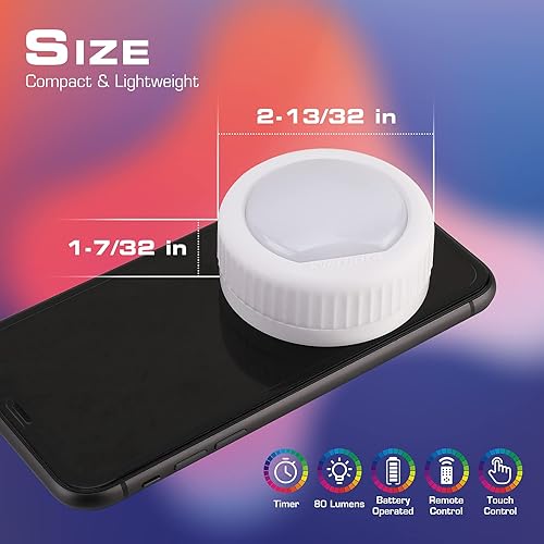 Miniatura 4 de EverBrite Luz de grifo, luz de empuje, luces LED de disco con 12 colores RGB, luz táctil inalámbrica debajo del gabinete, luz nocturna de 80 lúmenes