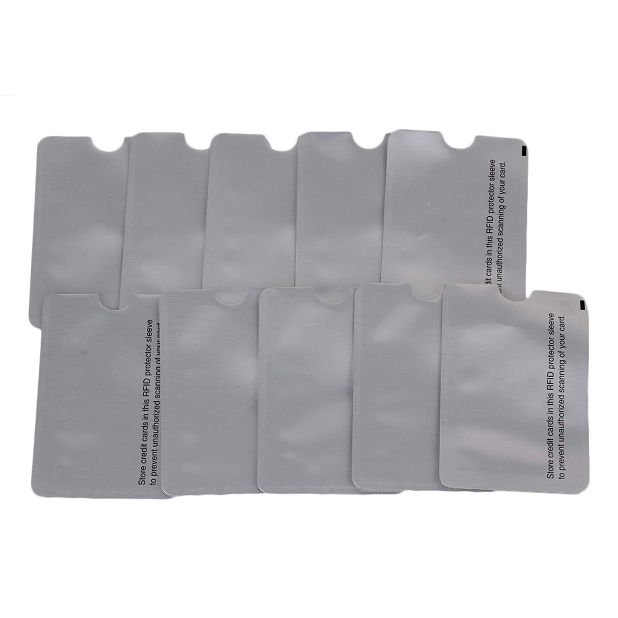 RDEXP Silver RFID Blocking Sleeve Holder Credit ID Card Secure Guard Pack of 10 (Type 2)