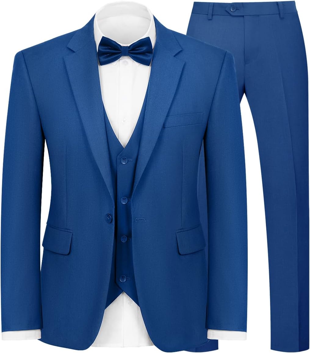 Men's 3-Piece Suit for Men Slim Fit Single Button Blazer Jacket Vest Pants Set Banquet Prom Wedding Business Party