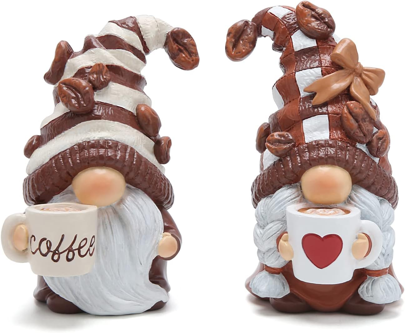 Hodao 2PCS Coffee Gnomes Coffee Bar Decor Accessories Spring Summer Swedish Tomte Elf Dwarf Figurines Spring Summer Gnome Decorations Gifts Fall Gnome Decor Indoor Home Decorations