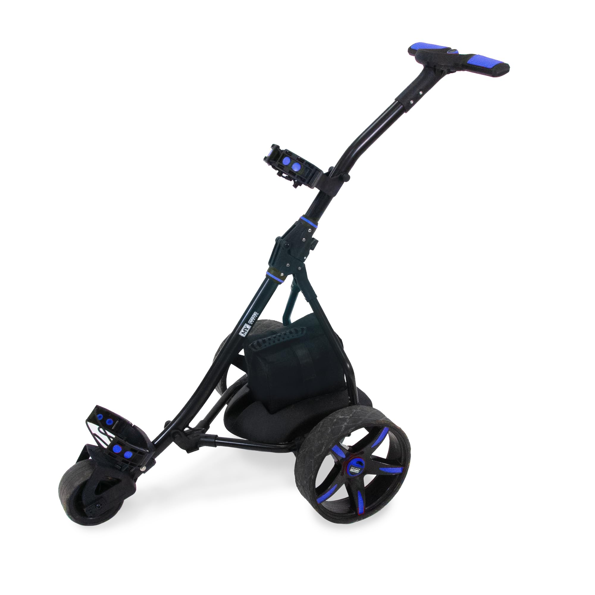 M.Y Pro Series Electric Golf Trolley Blue | 18 Hole Lead Acid Battery Golf Cart | 9 Speed Auto Distance Function | Easy To Assemble | Over £100 Free Accessories (Blue)