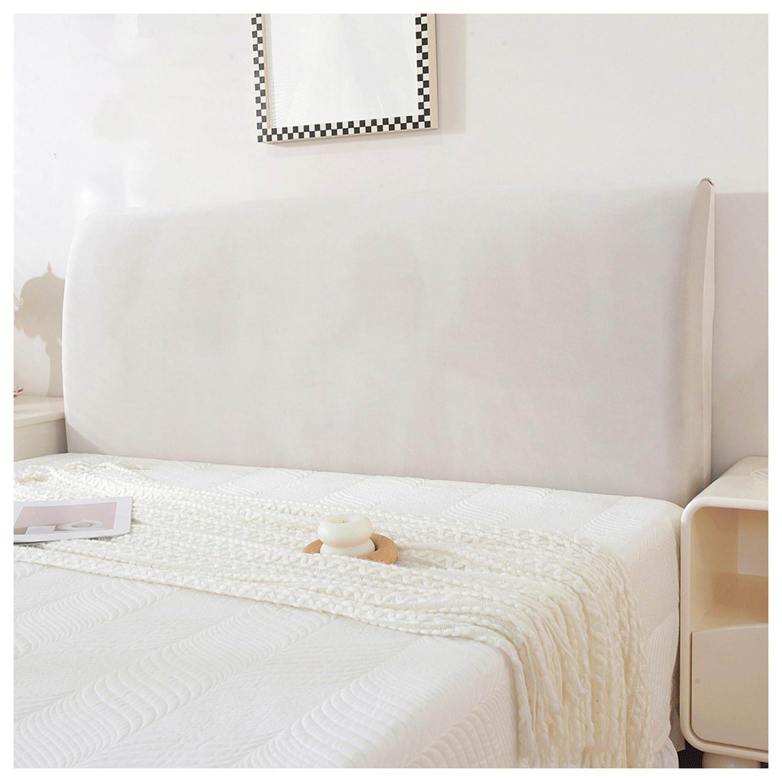 Copritestiera In Velluto per Letto Matrimoniale Standard (Queen Size) Copritestiera Elasticizzato Morbido Velluto Antipolvere Protezione per La Camera Da Letto (Argento 180X80 cm/71X31,5 Pollici)