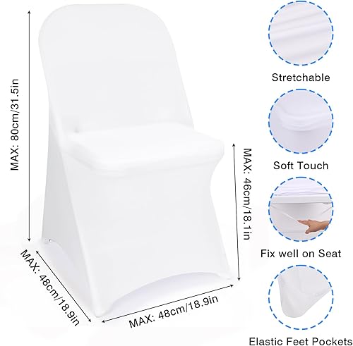 Miniatura 6 de Fixwal 36 fundas elásticas para sillas plegables de elastano, universales, ajustables, lavables, para comedor, fiesta, boda, banquete y decoración