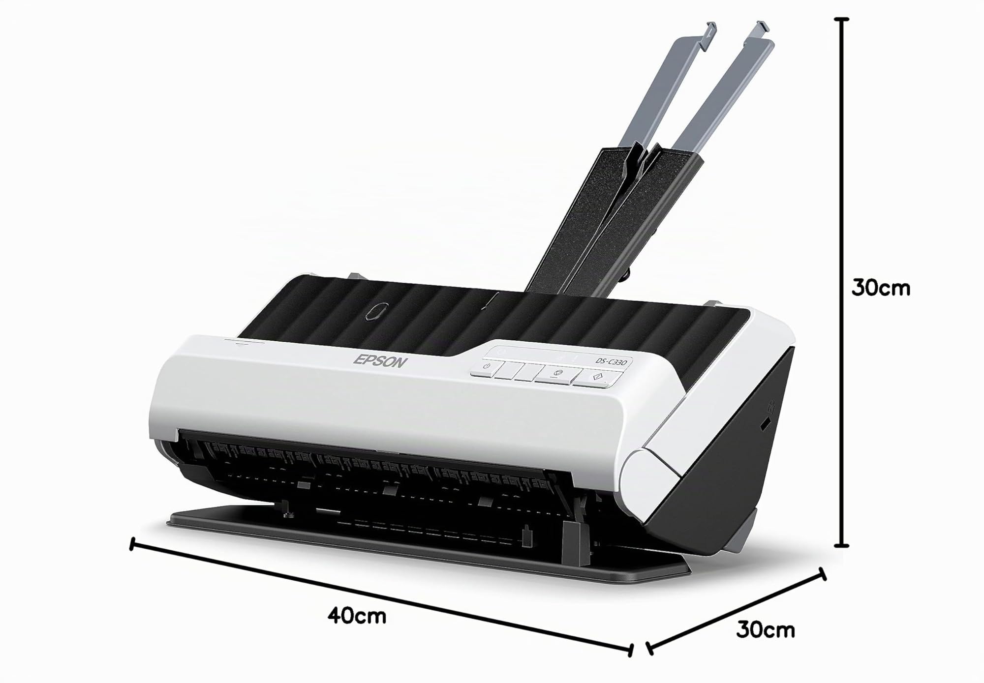 Epson DS-C330, Escáner Vertical de Documentos A4, USB, Alimentador Automático de Documentos, escaneado Doble Cara (dúplex), Color Blanco