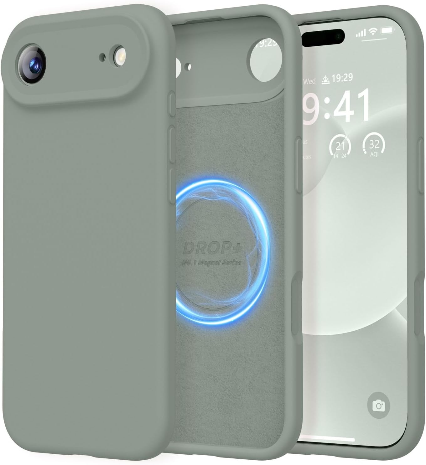 LOVE 3000 Designed for iPhone Air Case, Premium Silicone [Compatible with Magsafe][Soft Anti-Scratch Microfiber Lining] Shockproof Protective Phone Case for Men Women 6.5", Calke Green
