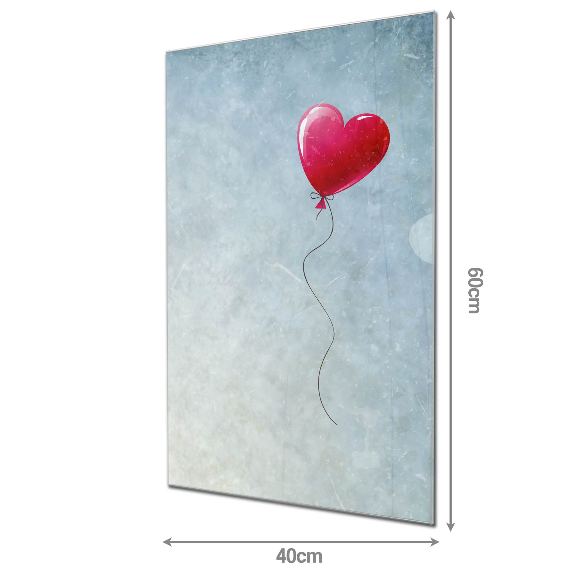 banjado Magnettafel Glas 40x60 mit Herzmotiv, beschreibbar | Persönliches Glasboard für Botschaften und Fotos, mit Motiv Herzballon voller Herzen