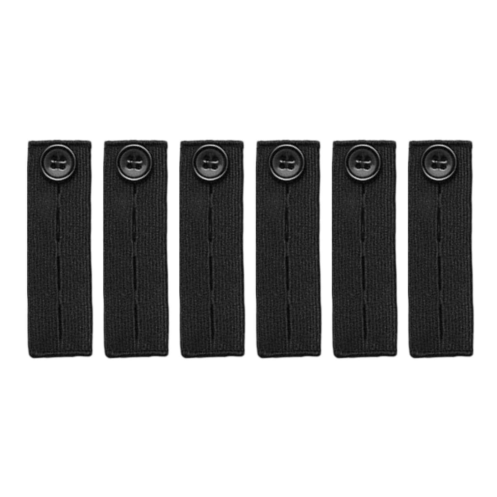 Elastic Button Extenders for Men and Women, Waist Extenders Adjustable for Pants, Trousers, Dress and Jeans, 6-Pack (Black)