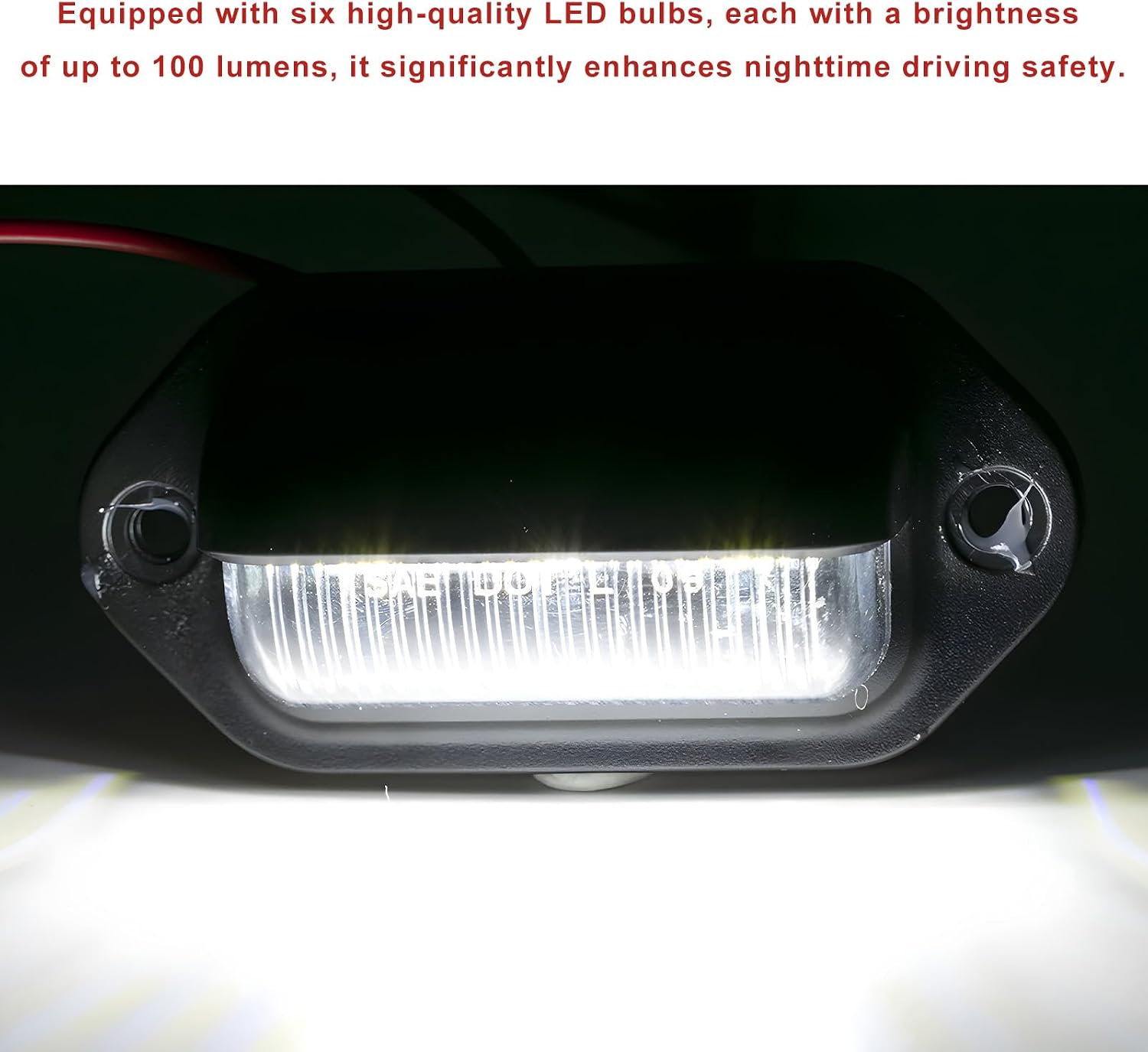 4 PCS LED License Plate Light, 12V-24V Waterproof Car Tag Lamp Taillight Replacement with Mounting Screws, 6 LED Heavy Duty License Plate Lamp Assembly for Truck SUV Trailer image 4