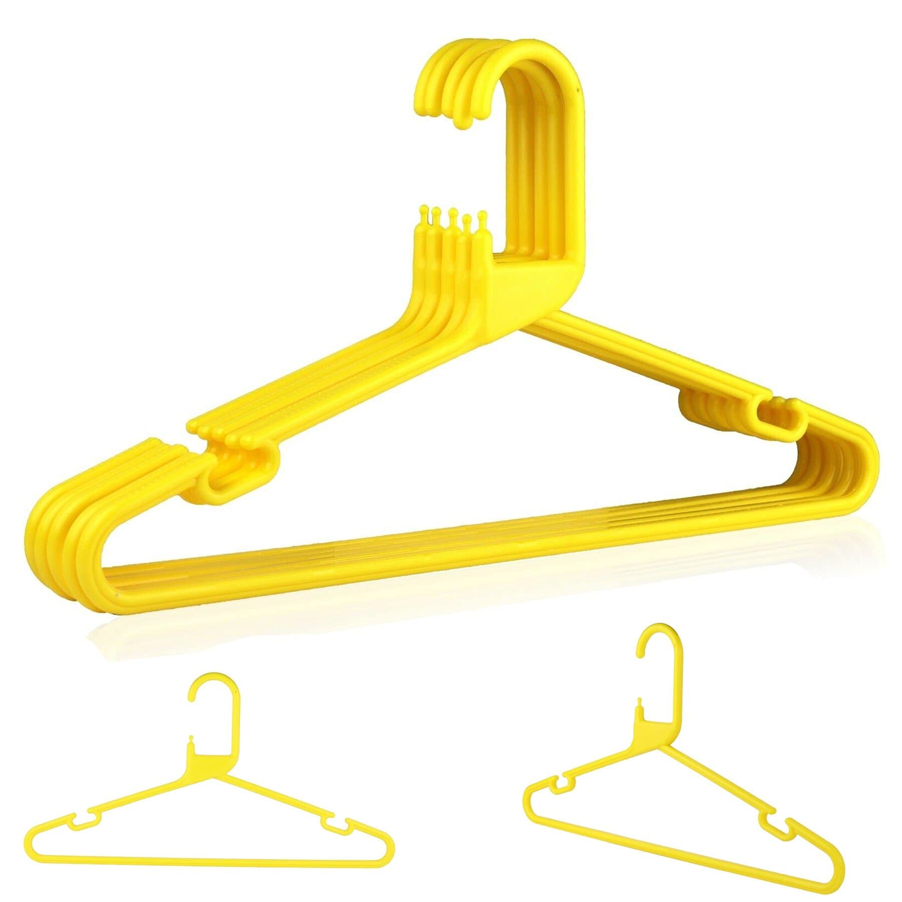 30 X NEW HD Adult And Kids PLASTIC COAT HANGERS CLOTHES With TROUSER BAR IN 6 COLORS (30CM KIDS HANGER, Yellow)