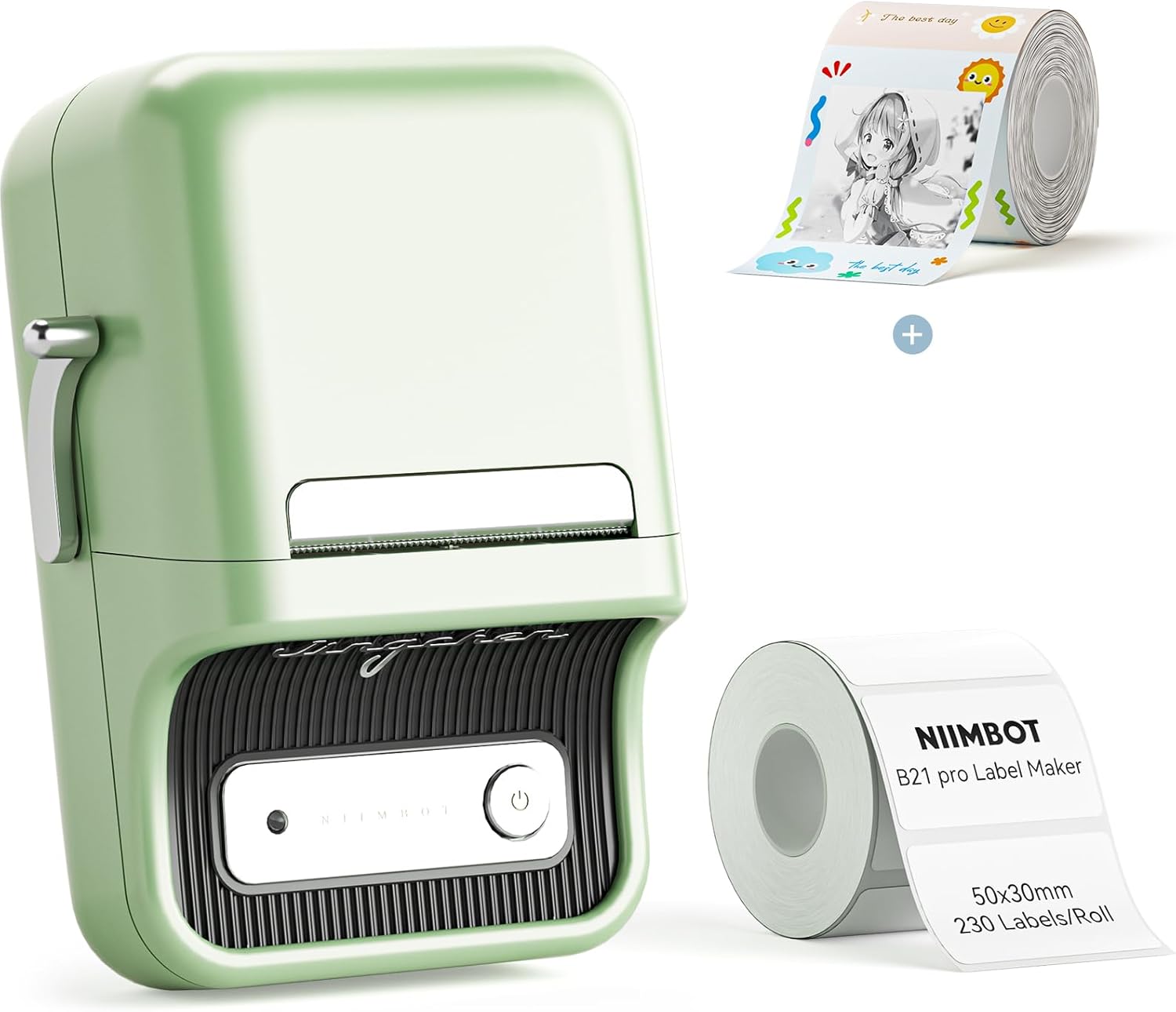 NIIMBOT B21 Pro Sticker Maker Machine for DIY Craft with 50x30mm White Labels and 54x74mm Best Day Label