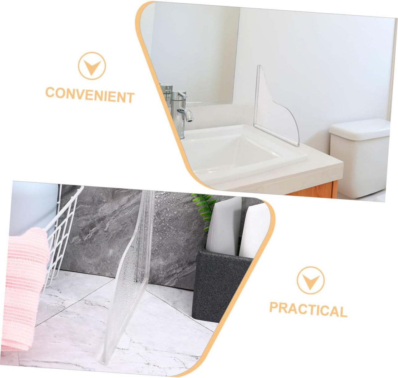 2pcs Bathtub Shower Splash Guard Set Waterproof Acrylic Water Barrier for Bathtubs Sinks Large Corner Protector for Bathroom Use
